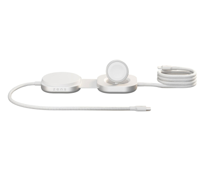 Ładowarka i akumulator Zens Ładowarka indukcyjna 2w1 Pro 3 Qi2 15W USB-C/USB-C biały